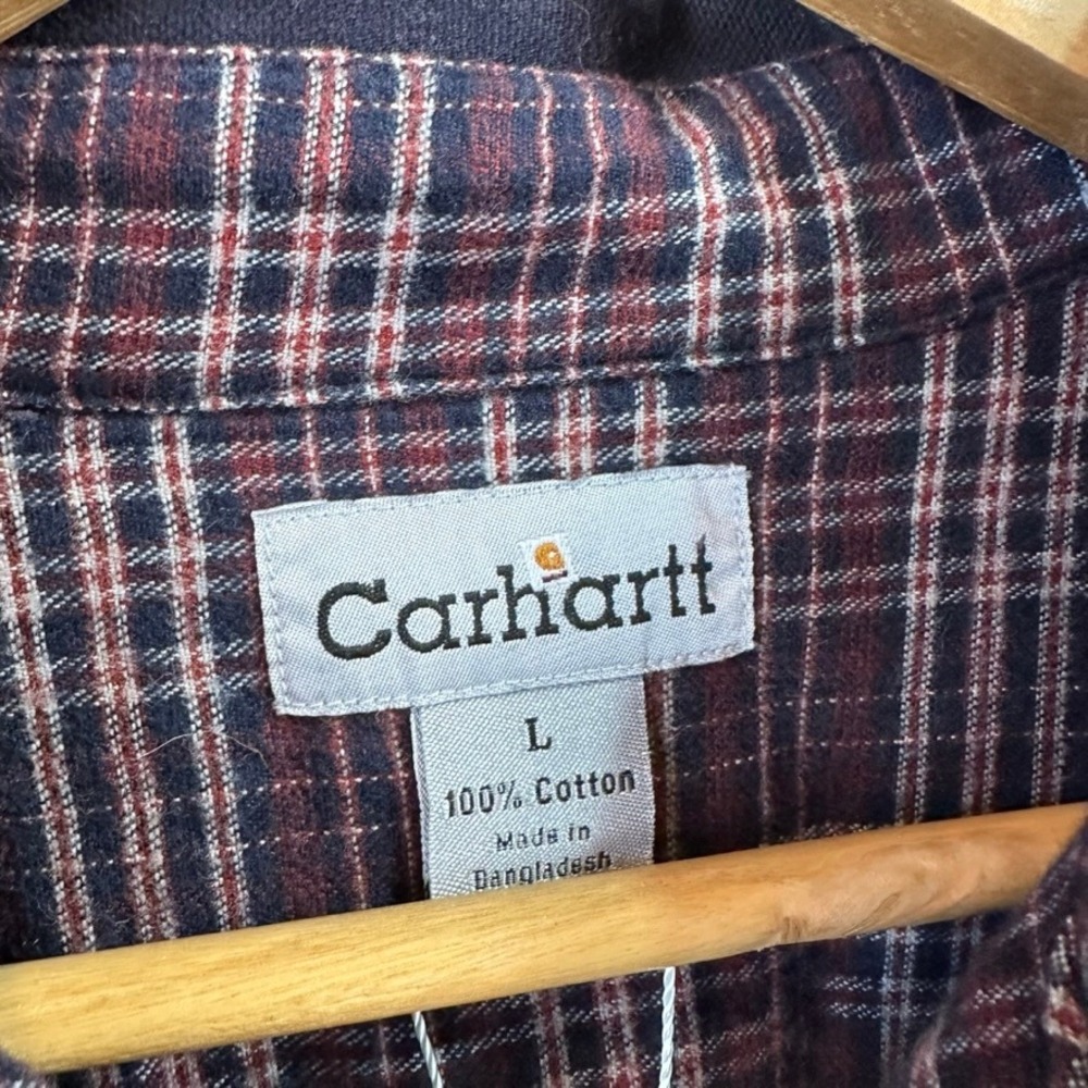 Carhartt S96 MDT Mens Midnight Blue Canvas Shirt Jacket Large Flannel Lined Snap - Picture 3 of 11